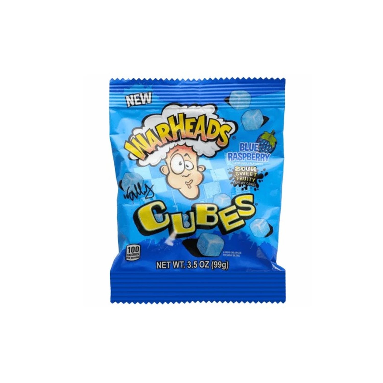 Warheads Blue Raspberry Cubes - 3.5 OZ